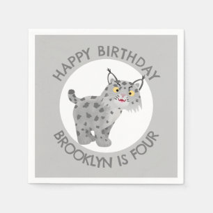 Niedlicher bobcat Lynx Cartoon personalisierter Ge Serviette