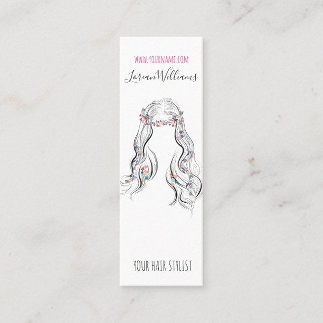 Niedlicher Boho Hairstyle Hochzeitssaal Mini Visitenkarte (Vorderseite)
