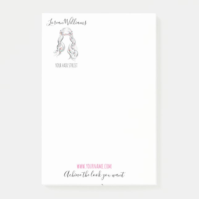 Niedlicher Boho Hairstyle Hochzeitssaal Post-it Klebezettel (Vorderseite)