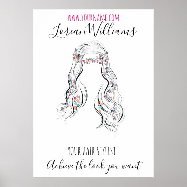 Niedlicher Boho Hairstyle Hochzeitssaal Poster (Vorne)