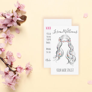 Niedlicher Boho Hairstyle Hochzeitssaal Visitenkarte