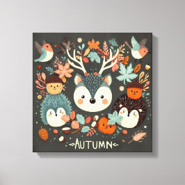 Niedlicher Boho Herbst Igel Wraath Wall Decal Leinwanddruck