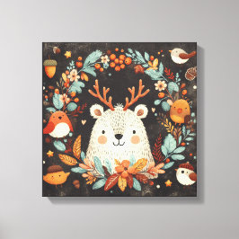 Niedlicher Boho Herbstbärenkreit Wall Decal Leinwanddruck