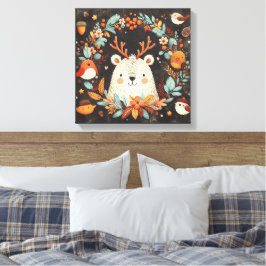 Niedlicher Boho Herbstbärenkreit Wall Decal Leinwanddruck