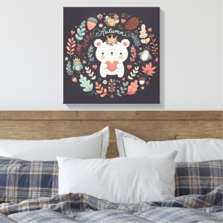 Niedlicher Boho Herbstbärenkreit Wall Decal Leinwanddruck