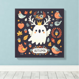 Niedlicher Boho Herbstgeisterkranz Wall Decal Leinwanddruck