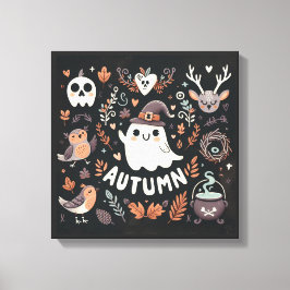 Niedlicher Boho Herbstgeisterkranz Wall Decal Leinwanddruck