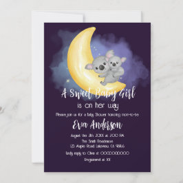 Niedlicher Boho Koalas auf der Mond-Babydusche Einladung