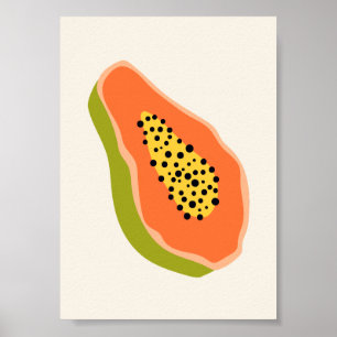 Niedlicher Boho Papaya Fruit Illustration Sommer P Poster