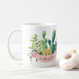 Niedlicher Boho personalisierter Kaktus Tasse
