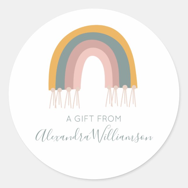 Niedlicher Boho Rainbow ein Geschenk von Personali Runder Aufkleber (Vorderseite)