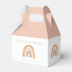 Niedlicher Boho Rainbow Pink Pastel 1. Geburtstag Geschenkschachtel