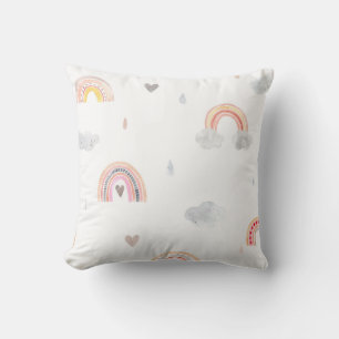 Niedlicher Boho Regenbogen und Wolken Kissen