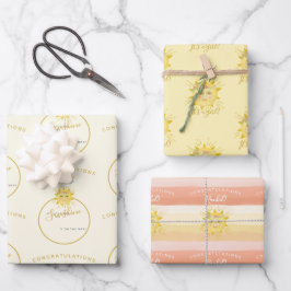 Niedlicher Boho Regenbogenstrahl Sonnenschein-Baby Geschenkpapier Set