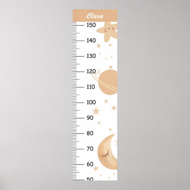 Niedlicher Boho Star und Planet Growth Chart Poster (Vorne)