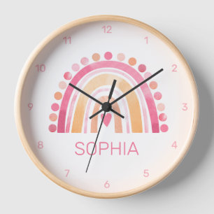 Niedlicher Boho Wasserfarbenschleier in rosa Wall- Uhr