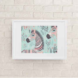 Niedlicher Boho Zebra Animal Safari Babysitter-Roo Poster