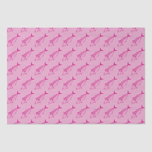 Niedlicher Bonito Fisch in heißen Rosa auf Pastell Seidenpapier (Vorderseite)