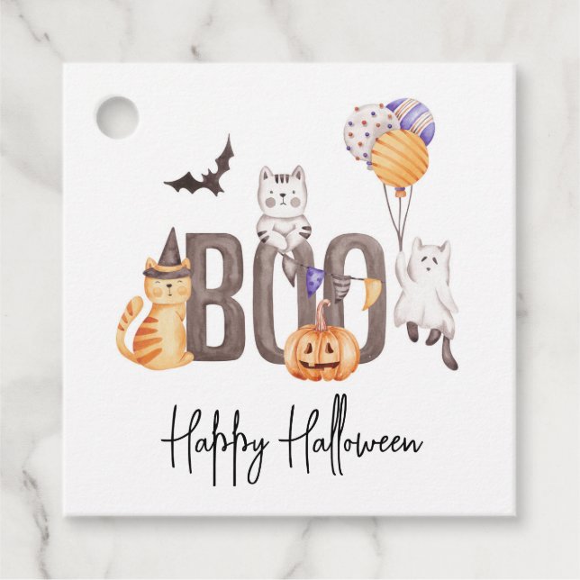 Niedlicher Boo Happy Halloween Katzen Ghosts Pumpk Geschenkanhänger (Vorderseite)