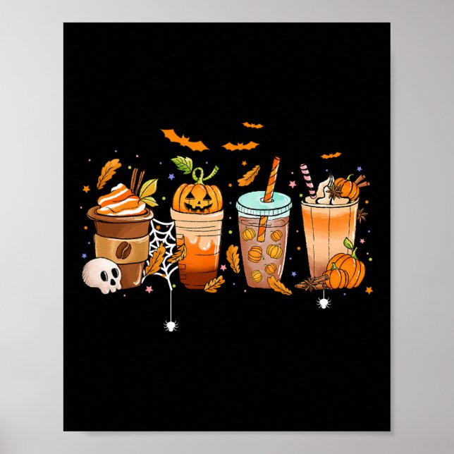 Niedlicher Boo latte Kaffee Halloween Spooky Seaso Poster (Vorne)