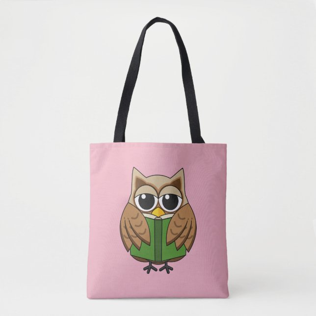 Niedlicher Bookworm Owl Reading Book Cartoon (Vorderseite)