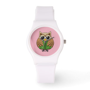 Niedlicher Bookworm Owl Reading Book Cartoon Armbanduhr