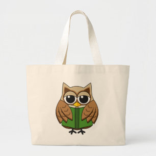 Niedlicher Bookworm Owl Reading Book Cartoon Jumbo Stoffbeutel