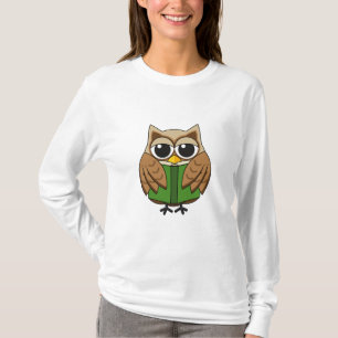Niedlicher Bookworm Owl Reading Book Cartoon T-Shirt