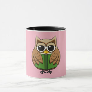 Niedlicher Bookworm Owl Reading Book Cartoon Tasse