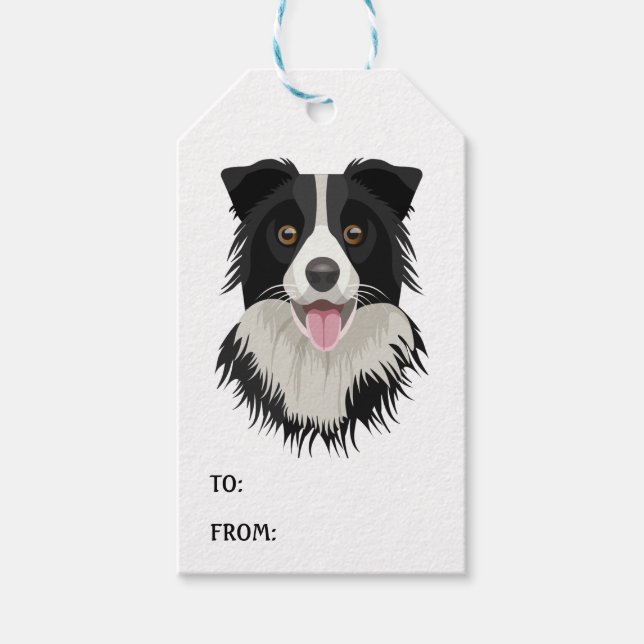 Niedlicher Border Collie Cartoon Welpe Dog Lover Geschenkanhänger (Vorderseite)