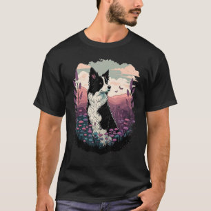 Niedlicher Border Collie Dog an der Grenze T-Shirt
