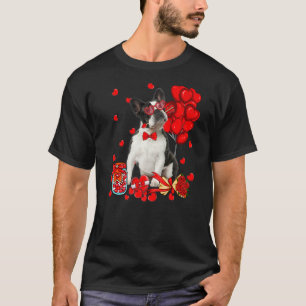 Niedlicher Boston Terrier Dog Herzchen Valentinsta T-Shirt