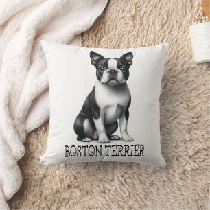 Niedlicher Boston Terrier Gabe Schwarz-weißer Welp Kissen