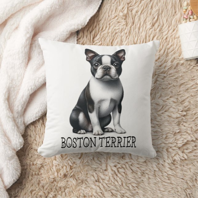 Niedlicher Boston Terrier Gabe Schwarz-weißer Welp Kissen (Decke)