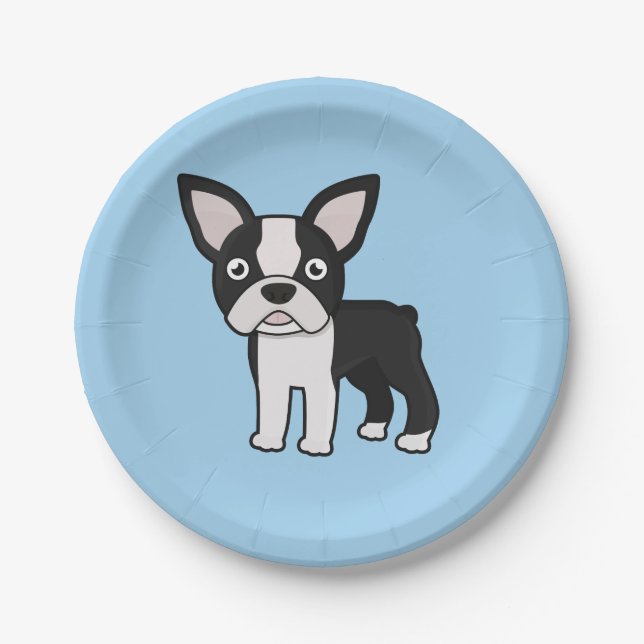 Niedlicher Boston-Terrier Pappteller (Vorderseite)