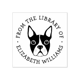 Niedlicher Bostoner Terrier aus der Buchbibliothek Gummistempel