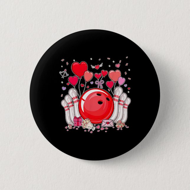Niedlicher Bowling Byll Valentine Heart Lover Play Button (Vorderseite)