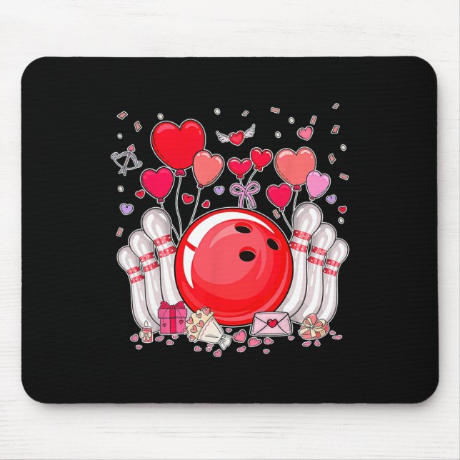 Niedlicher Bowling Byll Valentine Heart Lover Play Mousepad (Vorne)