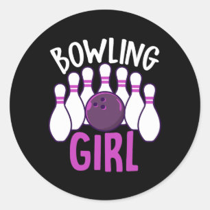 Niedlicher Bowling Girl Funny Bowler Enthusiasten Runder Aufkleber
