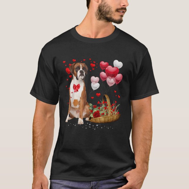 Niedlicher Boxer Dog Ballon Valentinstag Herzchen  T-Shirt (Vorderseite)