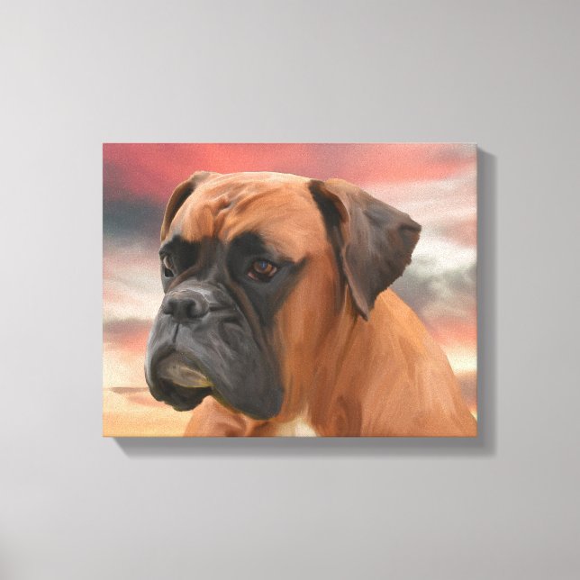 Niedlicher Boxer Dog Wasser Farbe Öl Malerei Wand  Leinwanddruck (Vorderseite)