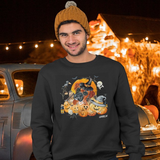 Niedlicher Boxer Halloween Hund Custom Sweatshirt (Front)