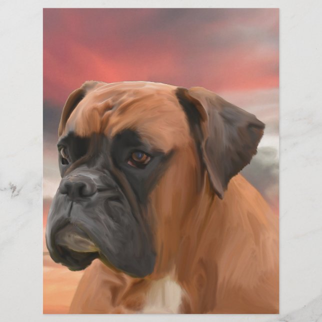 Niedlicher Boxer Hund Aquarellmalerei Art (Vorderseite)