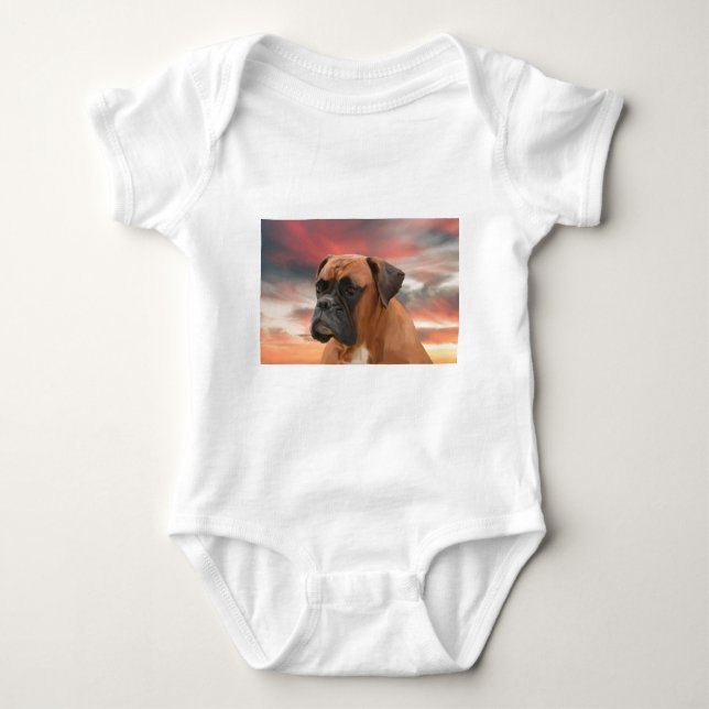 Niedlicher Boxer Hund Aquarellmalerei Art Baby Strampler (Vorderseite)
