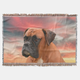 Niedlicher Boxer Hund Aquarellmalerei Art Decke