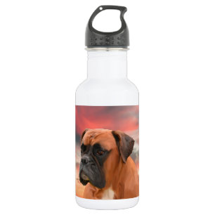 Niedlicher Boxer Hund Aquarellmalerei Art Edelstahlflasche