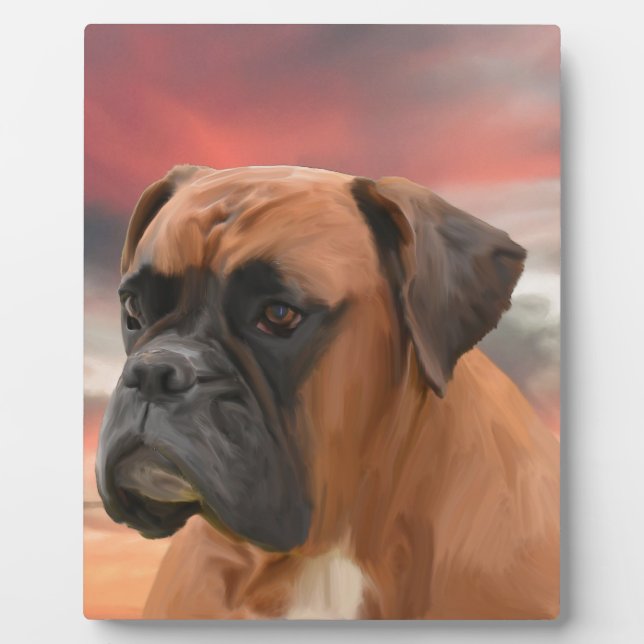 Niedlicher Boxer Hund Aquarellmalerei Art Fotoplatte (Vorderseite)