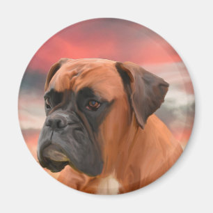 Niedlicher Boxer Hund Aquarellmalerei Art Magnet