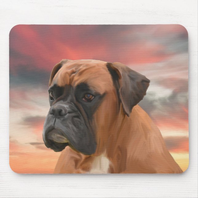 Niedlicher Boxer Hund Aquarellmalerei Art Mousepad (Vorne)