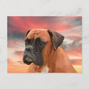 Niedlicher Boxer Hund Aquarellmalerei Art Postkarte